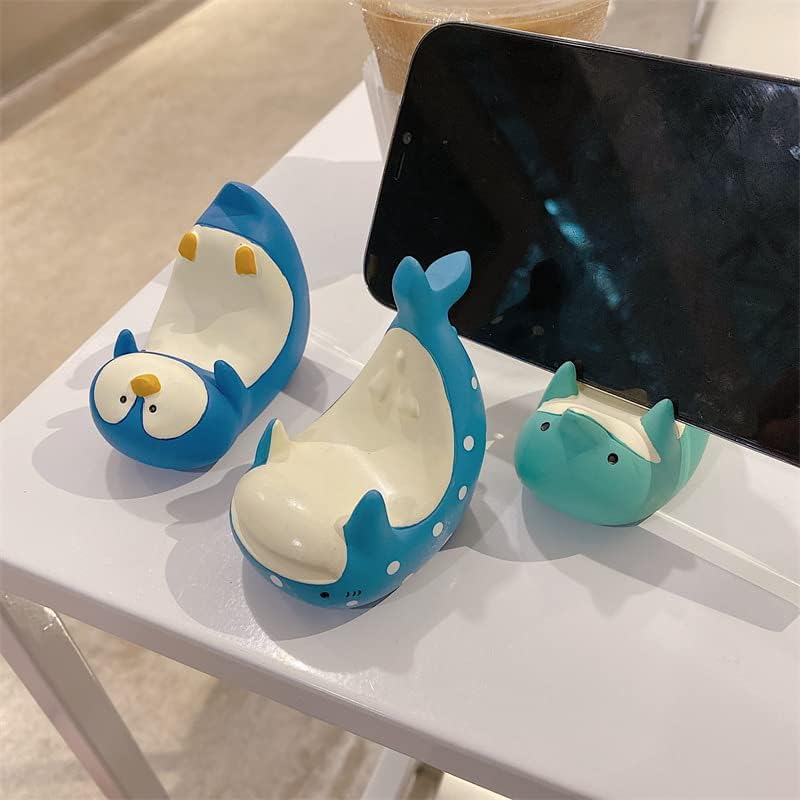 JCSMARTEC Cute Dolphin Shark Whale Phone Holder, Resin Funny Creative Animal Desk Phone Stand Mount Free Your Hands Lovely Office Decor (Whale Design) - Image 2